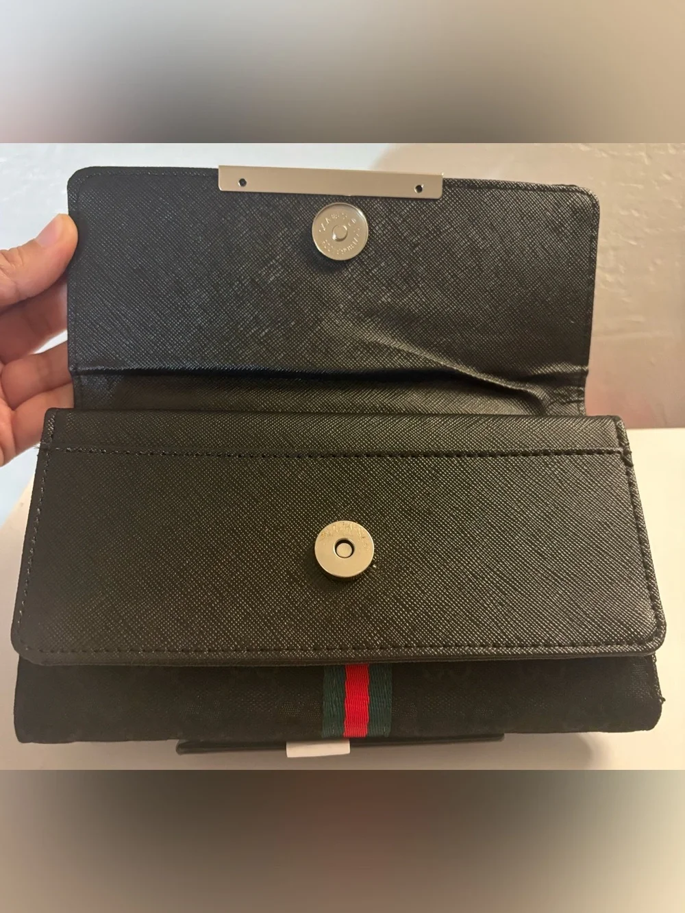 Gucci Black Canvas Bi-Fold Wallet with Logo Band - nwot in box w/wrap paper - Picture 6 of 13